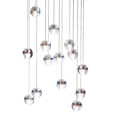 شفاف شیشه ای توپ LED لوستر چراغ شفاف معلق آویز
