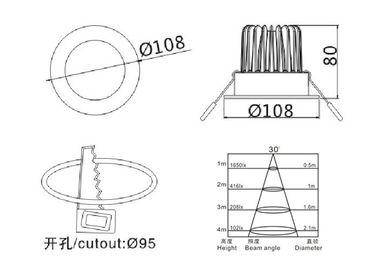 1320Lm 12 وات آلومینیوم Downlights چراغ / مسکونی شده احتیاج Downlights چراغ